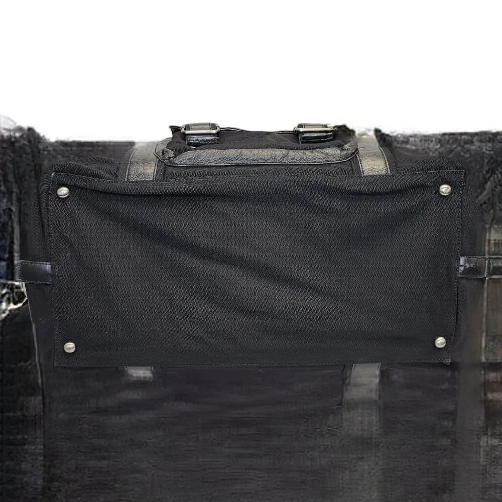 Banana Republic Large Black Canvas Leather Trim Duffle Weekender Travel Bag
